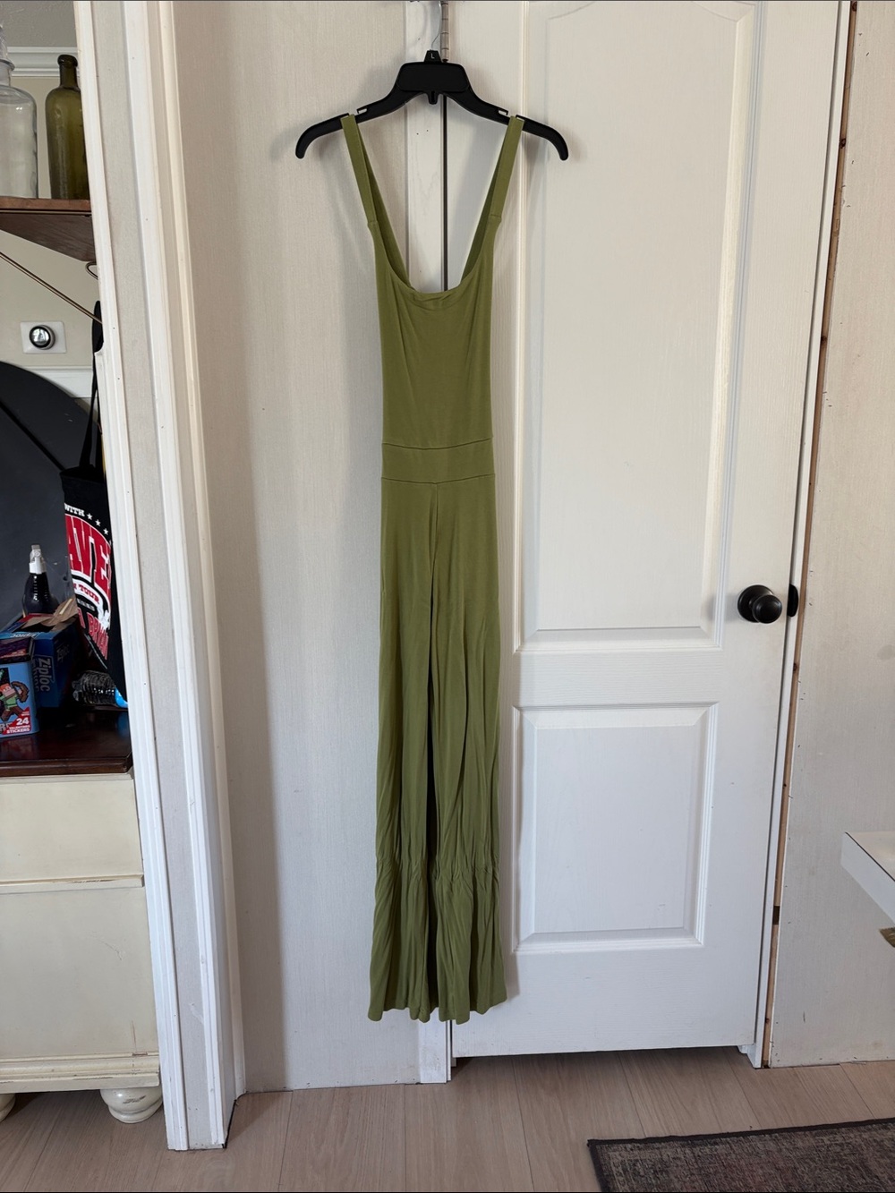 Olive Scoop-Neck Wide-Leg Jumpsuit